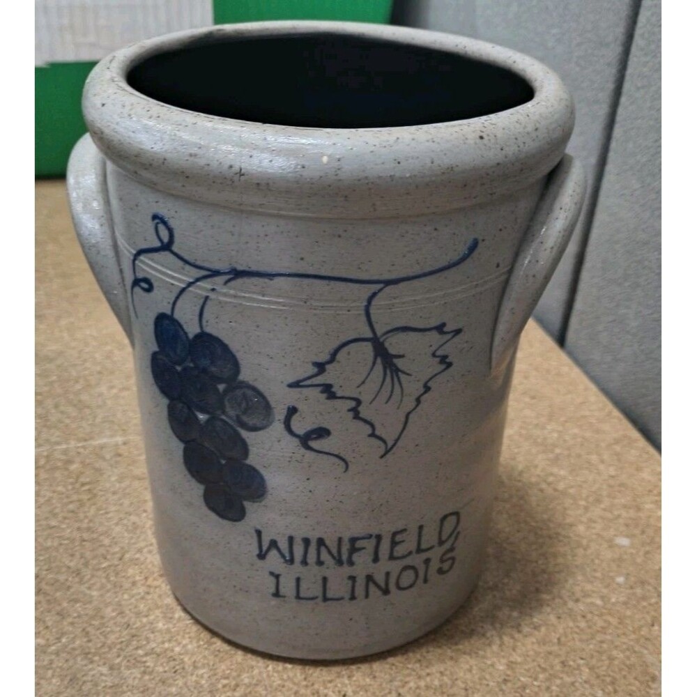 Rockdale Union Stoneware 1989 Winfield Illinois Utensil Crock Jar